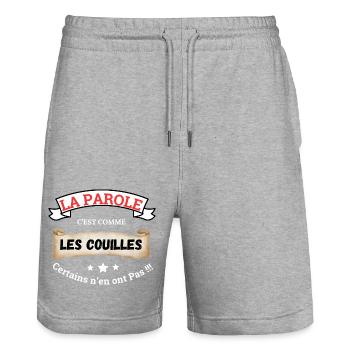Sprache ist wie Bälle - Stanley/Stella Unisex Bio Joggingshorts Trainer  - Grau meliert - Vorne - Nik (191cm) & Marisol (170cm)