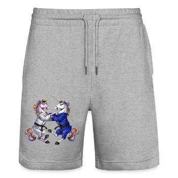 Licornes Jiu-Jitsu Lutte - Short de jogging bio TRAINER Stanley/Stella unisexe - gris chiné - Devant - Nik (191cm) & Marisol (170cm)