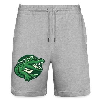 Hans le crocodile - Short de jogging bio TRAINER Stanley/Stella unisexe - gris chiné - Devant - Nik (191cm) & Marisol (170cm)
