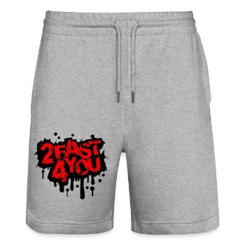 Too Fast for You Saying 2 Too Fast 4 For You - Stanley/Stella Trainer Unisex Organic Jogging Shorts - heather grey - Front - Nik (191cm) & Marisol (170cm)