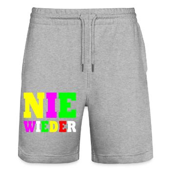 Nie wieder - Stanley/Stella Unisex Bio Joggingshorts Trainer  - Grau meliert - Vorne - Nik (191cm) & Marisol (170cm)