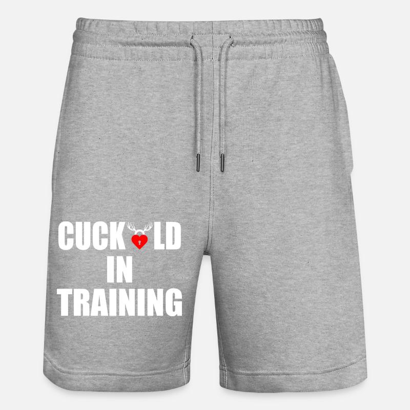cuckold in training - Stanley/Stella Trainer Unisex Organic Jogging Shorts - heather grey