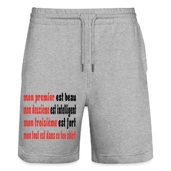 Das Beste - Stanley/Stella Unisex Bio Joggingshorts Trainer  - Grau meliert - Vorne - Nik (191cm) & Marisol (170cm)