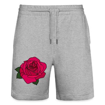 Pink Rose - Stanley/Stella Trainer Unisex Organic Jogging Shorts - heather grey - Front - Nik (191cm) & Marisol (170cm)