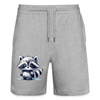 Raccoon - Stanley/Stella Trainer Unisex Organic Jogging Shorts - heather grey - Front - Nik (191cm) & Marisol (170cm)