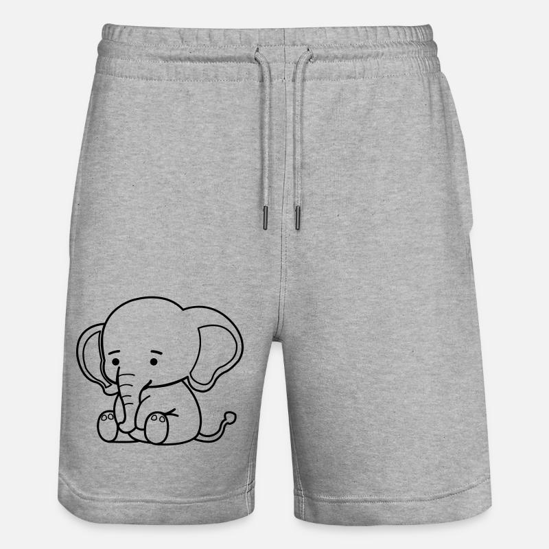 Éléphant mignon - Short de jogging bio TRAINER Stanley/Stella unisexe - gris chiné