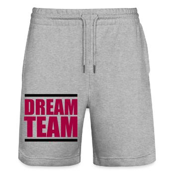 dream team - Stanley/Stella Unisex Bio Joggingshorts Trainer  - Grau meliert - Vorne - Nik (191cm) & Marisol (170cm)