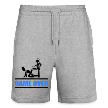 brautpaar game over - Stanley/Stella Unisex Bio Joggingshorts Trainer  - Grau meliert - Vorne - Nik (191cm) & Marisol (170cm)