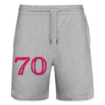 70. 70 ANS. 70e ANNIVERSAIRE. ANNIVERSAIRE 70 ANS. - Short de jogging bio TRAINER Stanley/Stella unisexe - gris chiné - Devant - Nik (191cm) & Marisol (170cm)