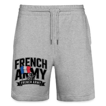 French Army - Short de jogging bio TRAINER Stanley/Stella unisexe - gris chiné - Devant - Nik (191cm) & Marisol (170cm)