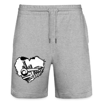 Railway train driver railway station railway worker - Stanley/Stella Trainer Unisex Organic Jogging Shorts - heather grey - Front - Nik (191cm) & Marisol (170cm)