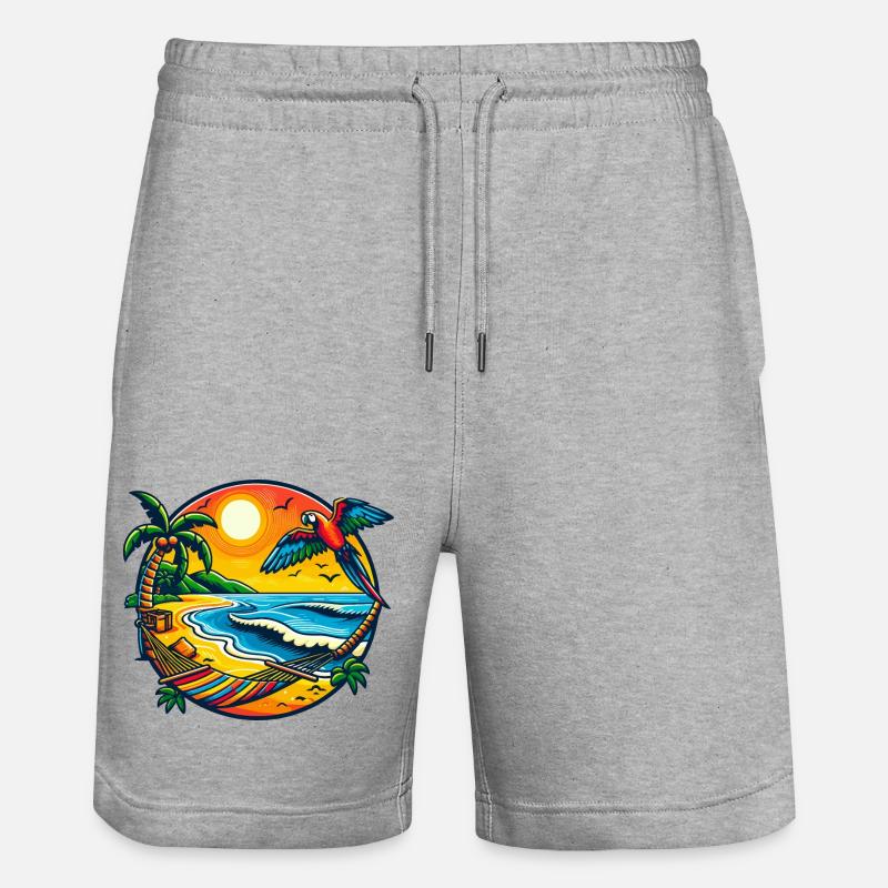 Coucher de soleil tropical - Short de jogging bio TRAINER Stanley/Stella unisexe - gris chiné
