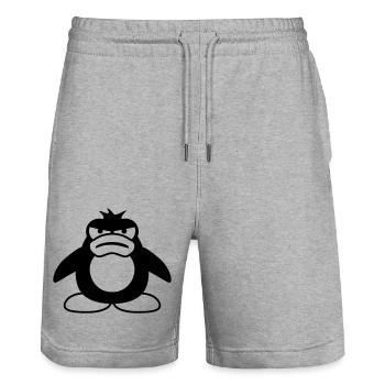 Pingouin En colère Malheureux Mauvaise humeur - Short de jogging bio TRAINER Stanley/Stella unisexe - gris chiné - Devant - Nik (191cm) & Marisol (170cm)