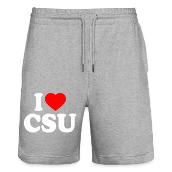 I love csu - Stanley/Stella Unisex Bio Joggingshorts Trainer  - Grau meliert - Vorne - Nik (191cm) & Marisol (170cm)