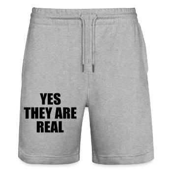 yes they are real - Stanley/Stella Unisex Bio Joggingshorts Trainer  - Grau meliert - Vorne - Nik (191cm) & Marisol (170cm)