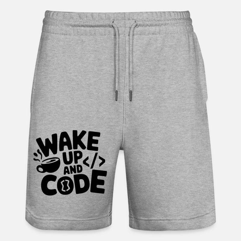 Aufwachen und Programmieren - Stanley/Stella Unisex Bio Joggingshorts Trainer  - Grau meliert