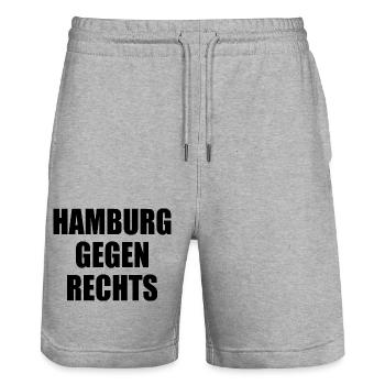 hamburg gegen rechts - Stanley/Stella Unisex Bio Joggingshorts Trainer  - Grau meliert - Vorne - Nik (191cm) & Marisol (170cm)