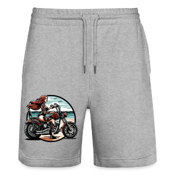 Motorrad Motorcycle.motocross dirtbike - Stanley/Stella Unisex Bio Joggingshorts Trainer  - Grau meliert - Vorne - Nik (191cm) & Marisol (170cm)