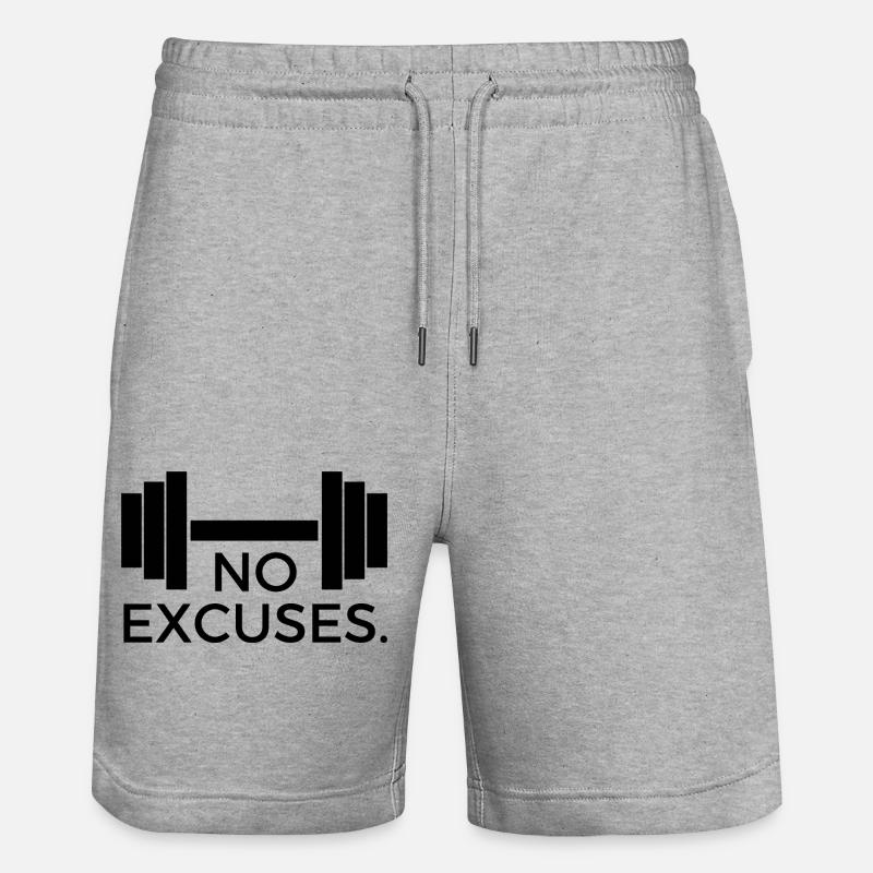 Pas d’excuses - Concevoir avec haltère - Short de jogging bio TRAINER Stanley/Stella unisexe - gris chiné