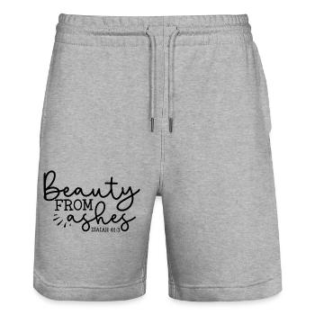 La beauté de ses cendres - Short de jogging bio TRAINER Stanley/Stella unisexe - gris chiné - Devant - Nik (191cm) & Marisol (170cm)