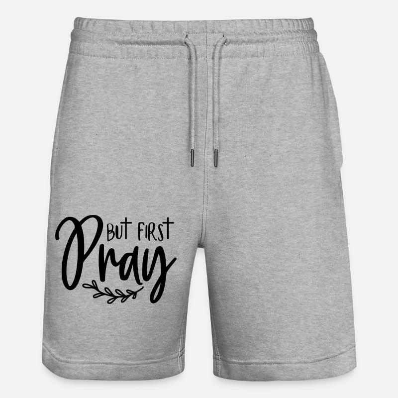 Premièrement : Priez - Short de jogging bio TRAINER Stanley/Stella unisexe - gris chiné