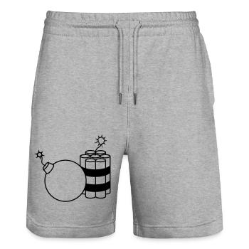 boule brûlée ronde entourée cercle balle ronde cercle tex - Short de jogging bio TRAINER Stanley/Stella unisexe - gris chiné - Devant - Nik (191cm) & Marisol (170cm)