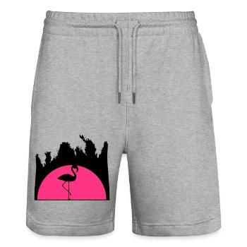 sonnenaufgang urlaub palmen miami ferien sonne som - Stanley/Stella Unisex Bio Joggingshorts Trainer  - Grau meliert - Vorne - Nik (191cm) & Marisol (170cm)