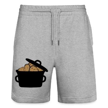 saucepan pot many heap design potato food - Stanley/Stella Trainer Unisex Organic Jogging Shorts - heather grey - Front - Nik (191cm) & Marisol (170cm)