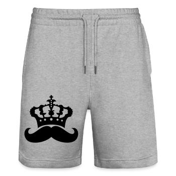 king crown ruler prince mustache mustache - Stanley/Stella Trainer Unisex Organic Jogging Shorts - heather grey - Front - Nik (191cm) & Marisol (170cm)