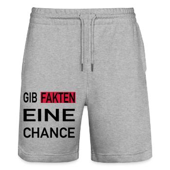 Gib Fakten eine Chance - Stanley/Stella Unisex Bio Joggingshorts Trainer  - Grau meliert - Vorne - Nik (191cm) & Marisol (170cm)
