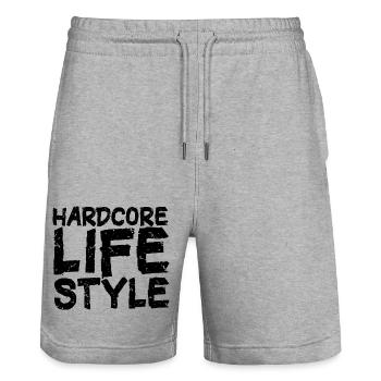 HC Lifestyle - Stanley/Stella Trainer Unisex Organic Jogging Shorts - heather grey - Front - Nik (191cm) & Marisol (170cm)