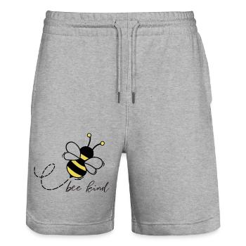 Bee kind - Short de jogging bio TRAINER Stanley/Stella unisexe - gris chiné - Devant - Nik (191cm) & Marisol (170cm)