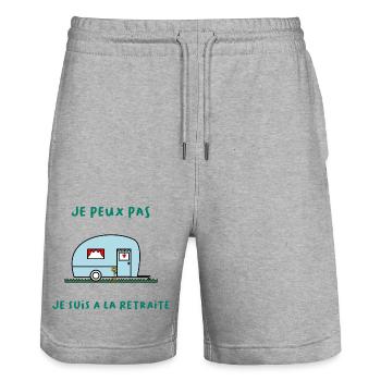 JE PEUX PAS JE SUIS A LA RETRAITE. CARAVANE - Short de jogging bio TRAINER Stanley/Stella unisexe - gris chiné - Devant - Nik (191cm) & Marisol (170cm)
