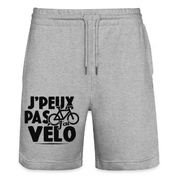 Je Peux Pas J'ai Vélo Cadeau Cycliste - Short de jogging bio TRAINER Stanley/Stella unisexe - gris chiné - Devant - Nik (191cm) & Marisol (170cm)