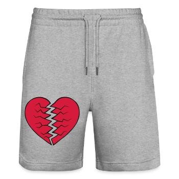 Heart broken design - Stanley/Stella Trainer Unisex Organic Jogging Shorts - heather grey - Front - Nik (191cm) & Marisol (170cm)