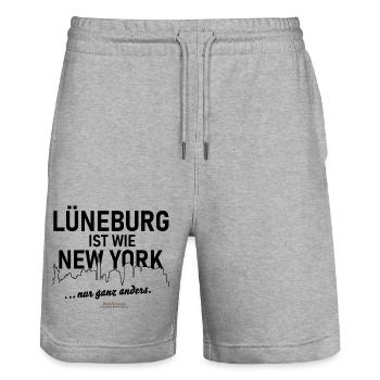 Lüneburg ist wie New York - Stanley/Stella Unisex Bio Joggingshorts Trainer  - Grau meliert - Vorne - Nik (191cm) & Marisol (170cm)