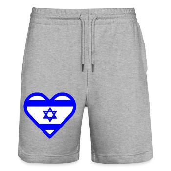 Israel - Stanley/Stella Trainer Unisex Organic Jogging Shorts - heather grey - Front - Nik (191cm) & Marisol (170cm)