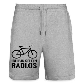Fahrrad Radlos Spruch - Stanley/Stella Unisex Bio Joggingshorts Trainer  - Grau meliert - Vorne - Nik (191cm) & Marisol (170cm)