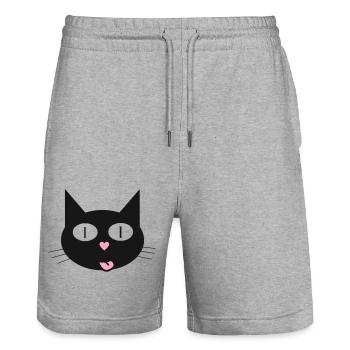 Cute cat, tomcat with heart-shaped nose - Stanley/Stella Trainer Unisex Organic Jogging Shorts - heather grey - Front - Nik (191cm) & Marisol (170cm)