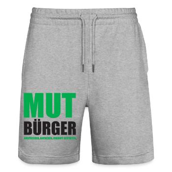 Mutbürger - Ansprechen Anpacken Zukunft Gestalten - Stanley/Stella Unisex Bio Joggingshorts Trainer  - Grau meliert - Vorne - Nik (191cm) & Marisol (170cm)