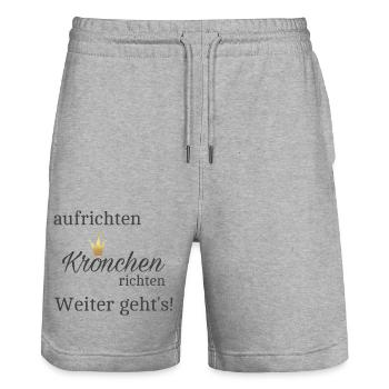 aufrichten, Krönchen richten, weiter gehts - Stanley/Stella Unisex Bio Joggingshorts Trainer  - Grau meliert - Vorne - Nik (191cm) & Marisol (170cm)