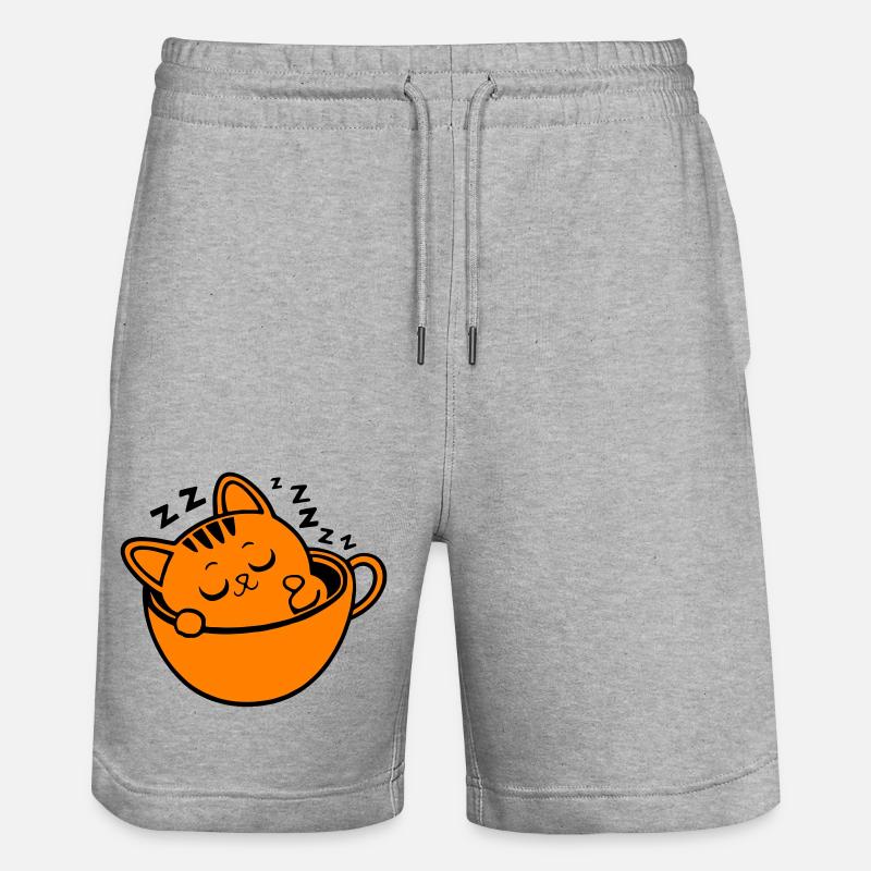 chat kawaii cofee - Short de jogging bio TRAINER Stanley/Stella unisexe - gris chiné