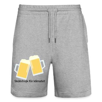 Skålstrejk för klimatet - Stanley/Stella Unisex Bio Joggingshorts Trainer  - Grau meliert - Vorne - Nik (191cm) & Marisol (170cm)