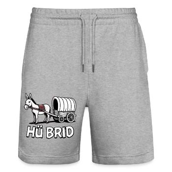 Hü Brid - Lustiges Hybrid Auto - Eselin - Stanley/Stella Unisex Bio Joggingshorts Trainer  - Grau meliert - Vorne - Nik (191cm) & Marisol (170cm)