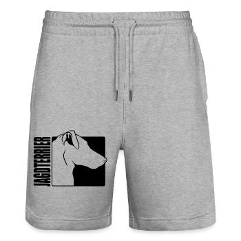 Deutscher Jagdterrier Profil Hunde Hund Wilsigns - Stanley/Stella Unisex Bio Joggingshorts Trainer  - Grau meliert - Vorne - Nik (191cm) & Marisol (170cm)