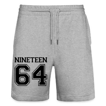 1964 - Stanley/Stella Trainer Unisex Organic Jogging Shorts - heather grey - Front - Nik (191cm) & Marisol (170cm)
