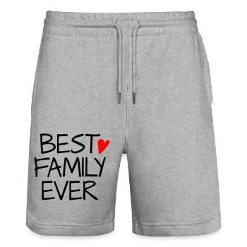 Best family ever - Stanley/Stella Trainer Unisex Organic Jogging Shorts - heather grey - Front - Nik (191cm) & Marisol (170cm)