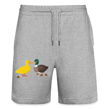 canards caca - Short de jogging bio TRAINER Stanley/Stella unisexe - gris chiné - Devant - Nik (191cm) & Marisol (170cm)