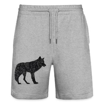 Wild Wolf - Stanley/Stella Trainer Unisex Organic Jogging Shorts - heather grey - Front - Nik (191cm) & Marisol (170cm)