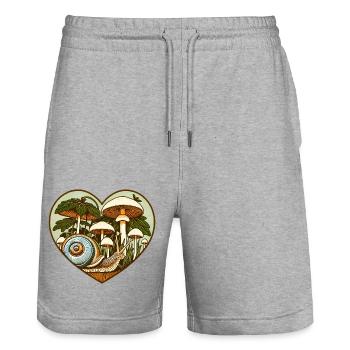 Escargot champignon - Short de jogging bio TRAINER Stanley/Stella unisexe - gris chiné - Devant - Nik (191cm) & Marisol (170cm)